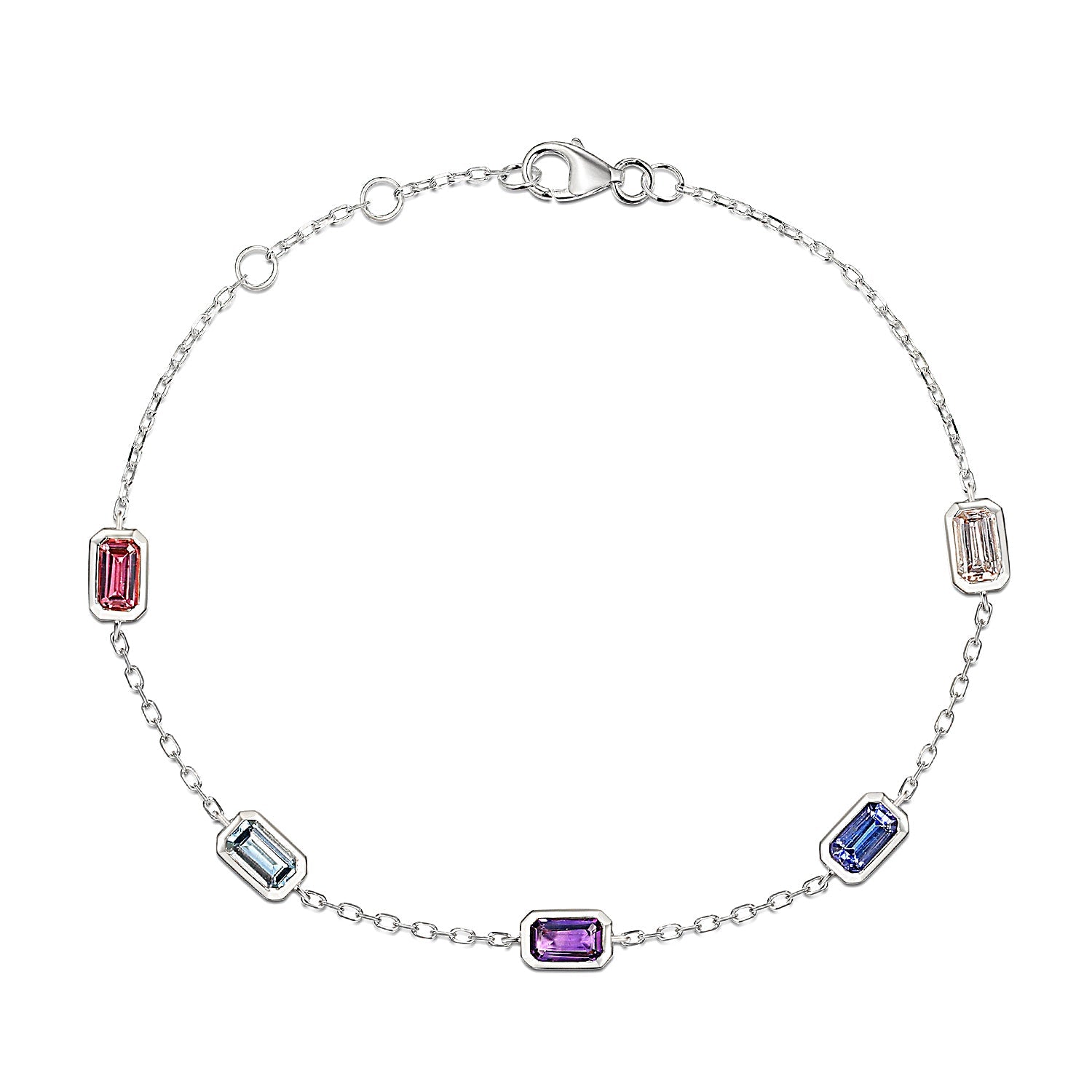 18ct White Gold Multi gemstone Bracelet 