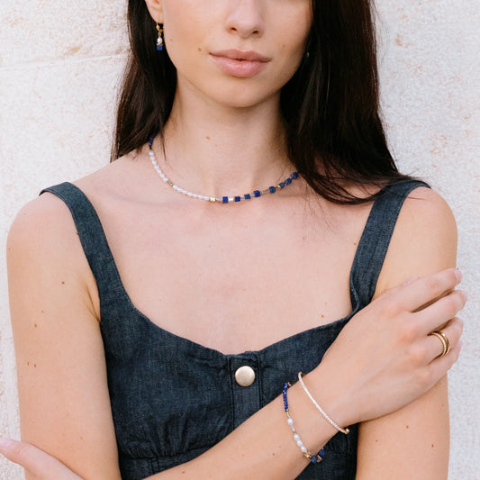 Necklace Princess Fusion Pearls lapis lazuli