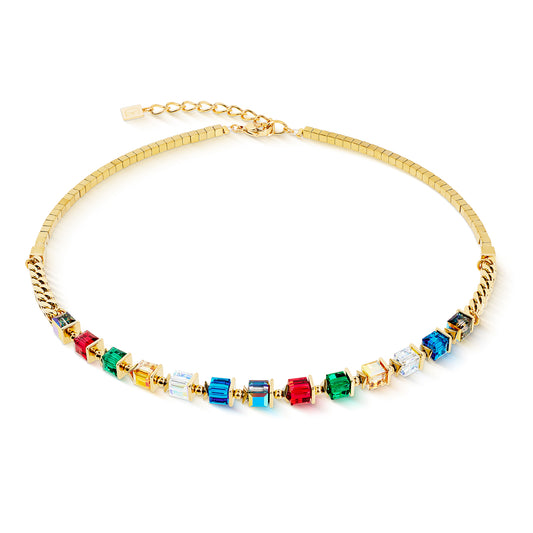 Necklace Sparkling Cubes Fusion Chain Gold-Multicolour