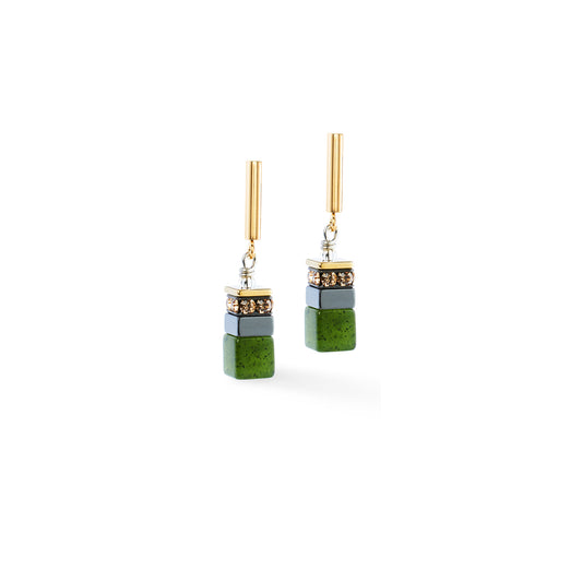 GeoCUBE® Precious Motion earrings Forest Light gold