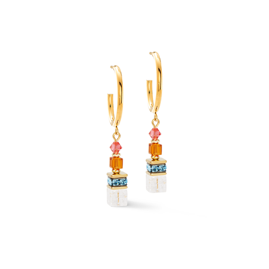GeoCUBE® Fusion Summer Hoop Earrings Gold-Sunset
