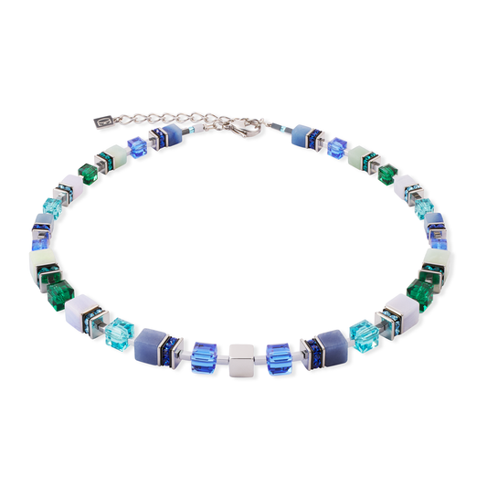 GeoCUBE® Precious Statement Necklace Silver-Ocean