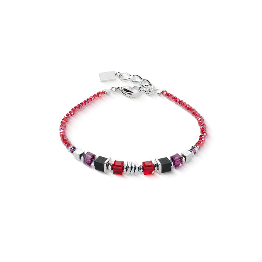 Bracelet Wave Cube Flow Silver-Red