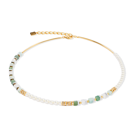 Precious Fusion Offset Necklace Gold-Green