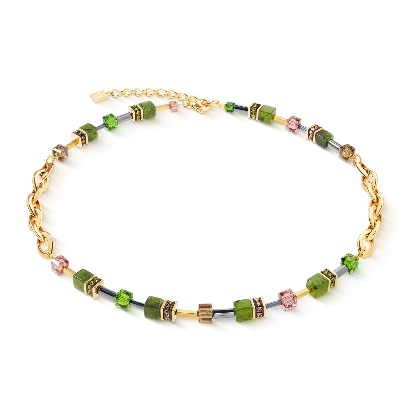 GeoCUBE® Chunky Chain necklace gold-green