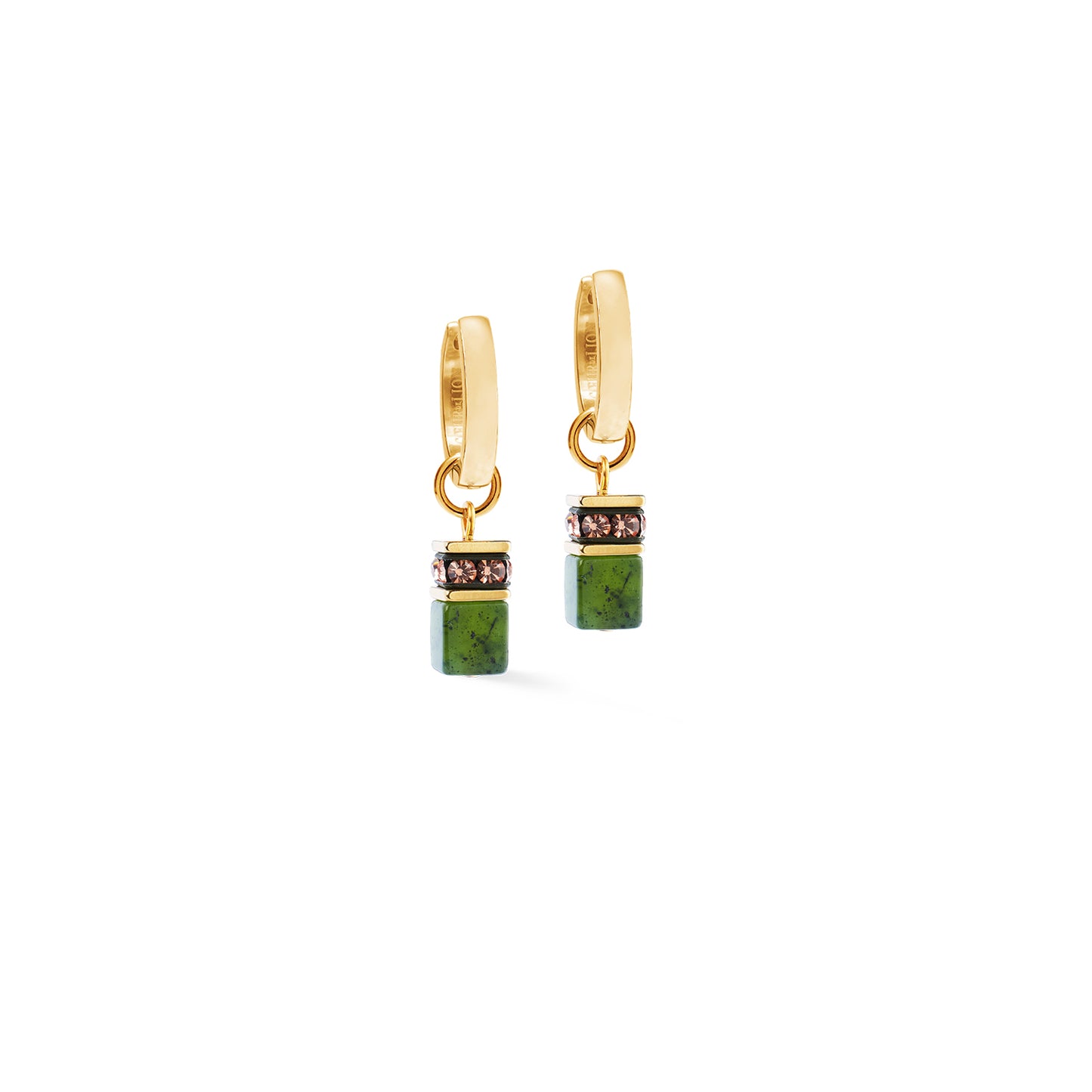 GeoCUBE® Chunky Chain hoop earrings gold-green
