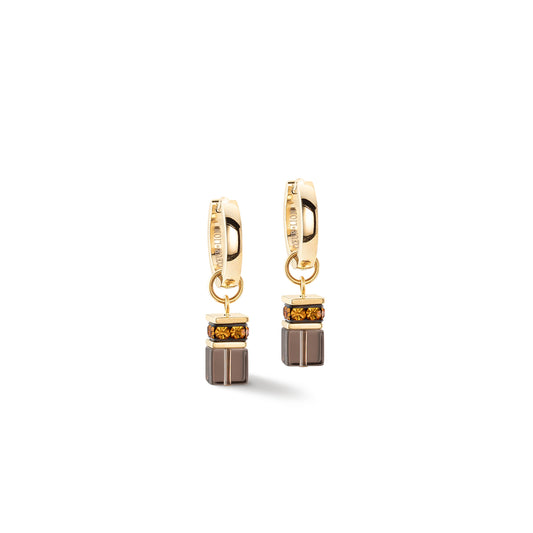 GeoCUBE® Chunky Chain Hoop Earrings Gold-Brown