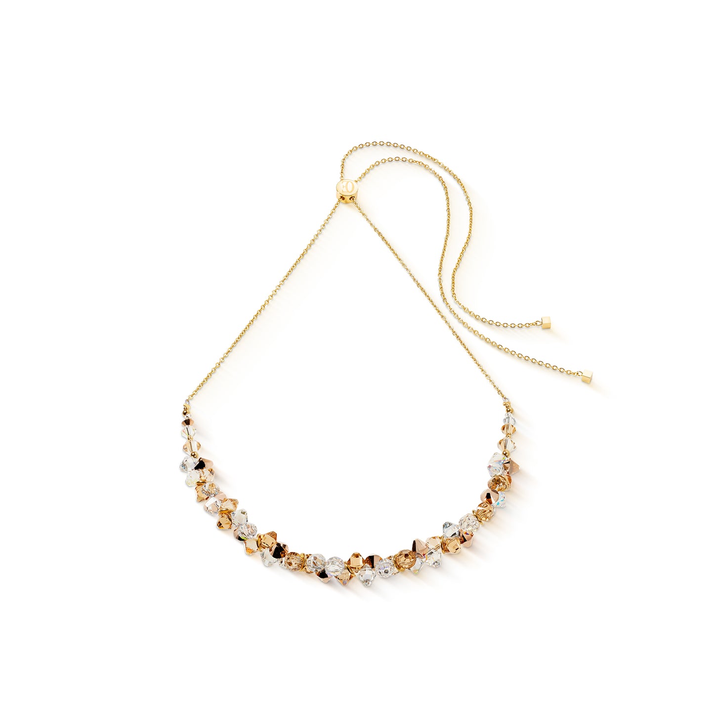Dancing Crystals necklace gold-beige