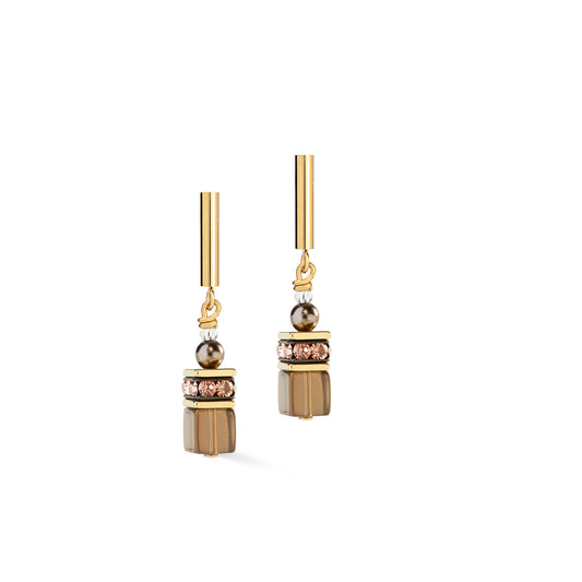 GeoCUBE® Precious Fusion Pearls Earrings Mocha Mousse