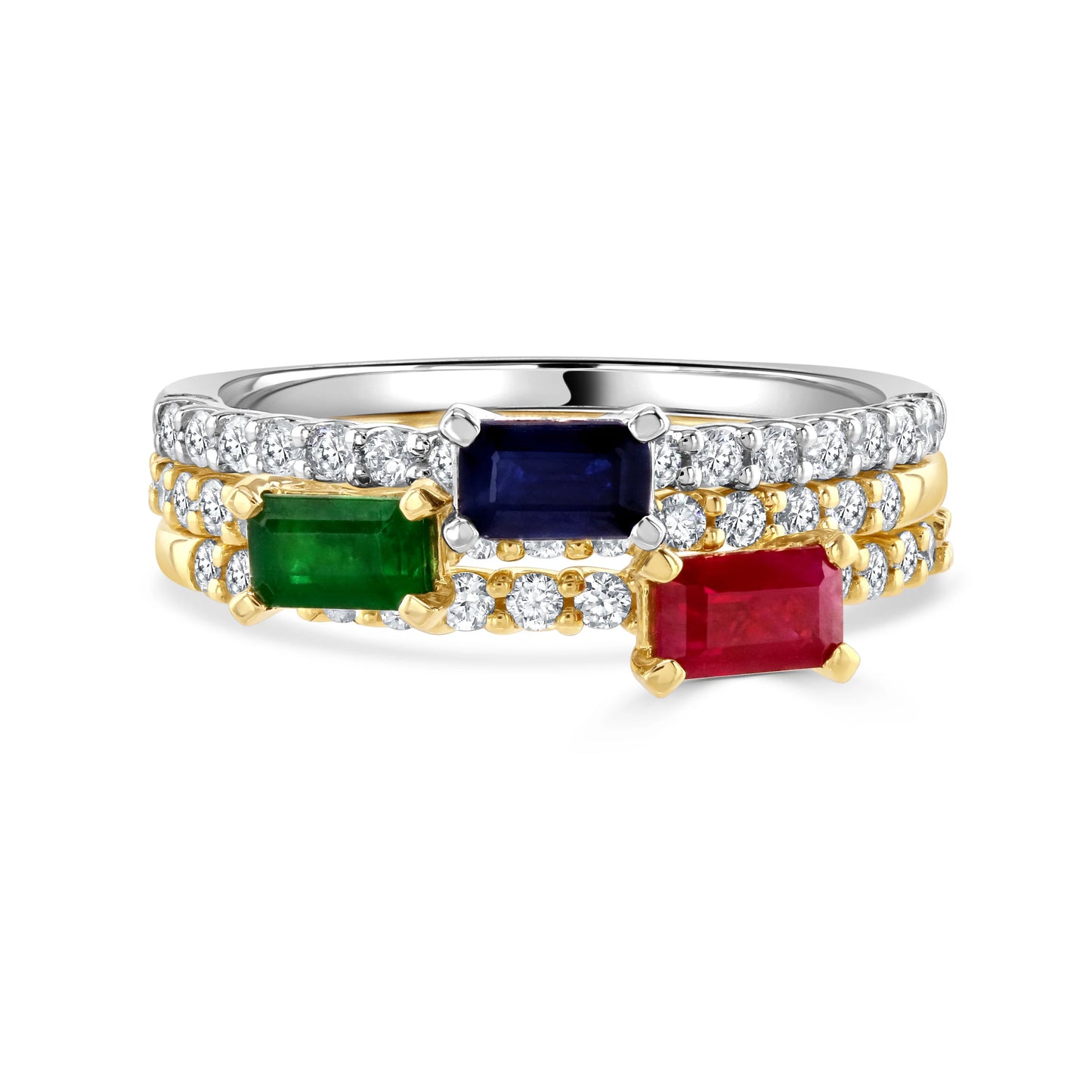 Emerald and Diamond Fine Stacking Ring