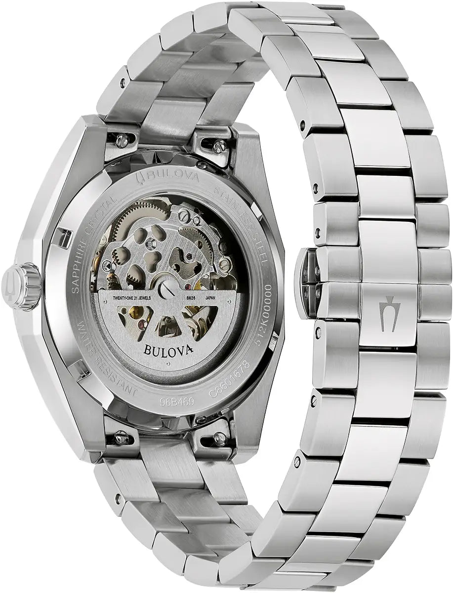 Bulova Surveyor 96B469 ice-blue sunburst dial with magnified date