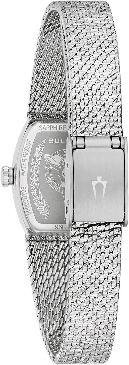Bulova Goddess of Time 96L343 petite tonneau case with unique blue sodalite stone dial