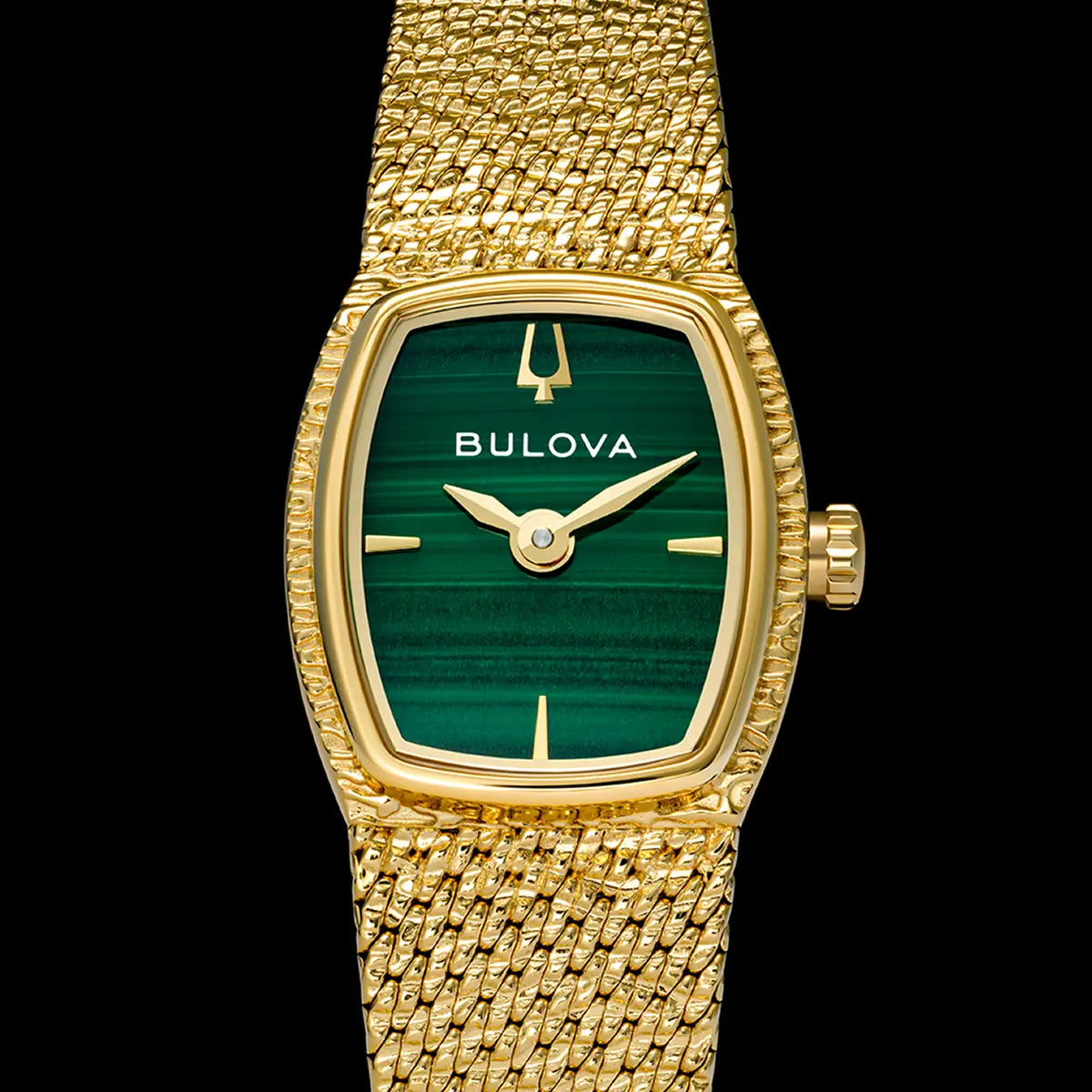 Bulova Goddess of Time 97L184 genuine natural malachite dial with gold-tone hands