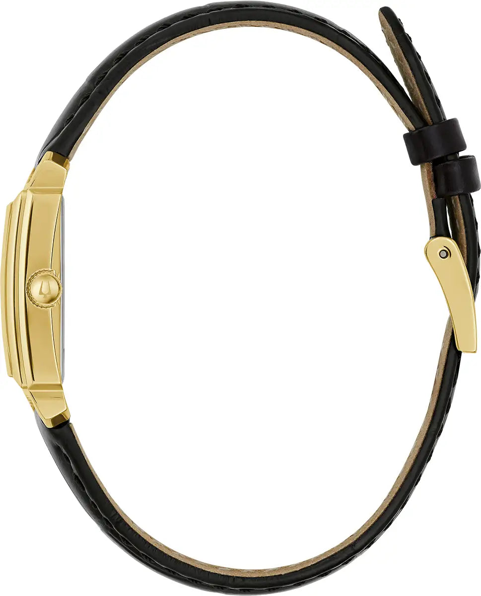 Bulova Sutton 97P166 black leather strap with gold-tone case