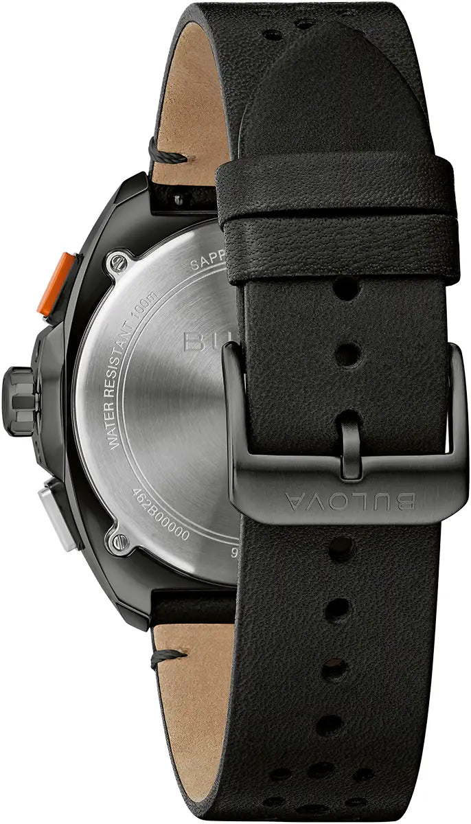 Bulova Racer 98B428 perforated black leather racing strap
