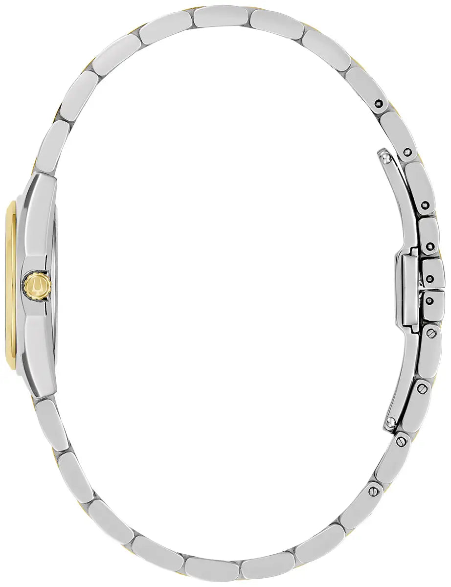 Bulova Surveyor 98L331 petite two-tone ladies watch with gold-tone crown
