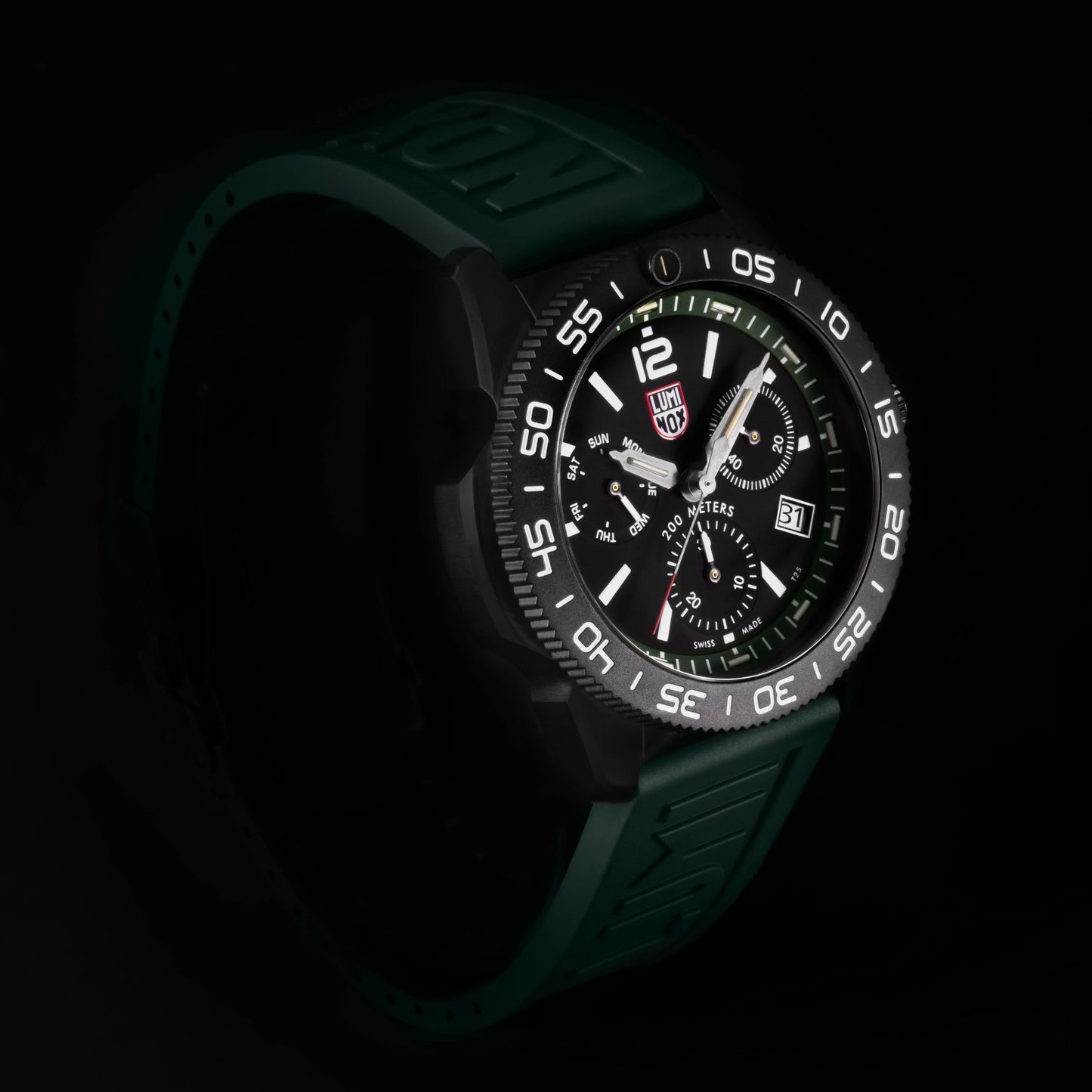 Luminox Pacific Diver XS.3147 illuminated chronograph dial with Luminox Light Technology