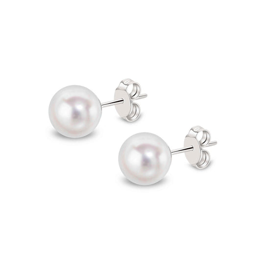 18ct White Gold AAA Quality Japanese Akoya Pearl Studs
