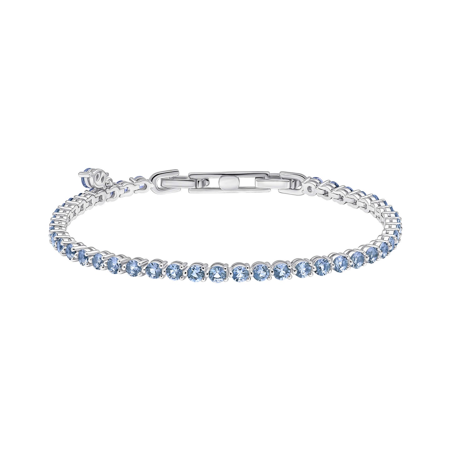 Aquamarine Blue Zirconia Small Zirconia Charm Tennis Bracelet