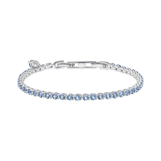 Aquamarine Blue Zirconia Small Zirconia Charm Tennis Bracelet