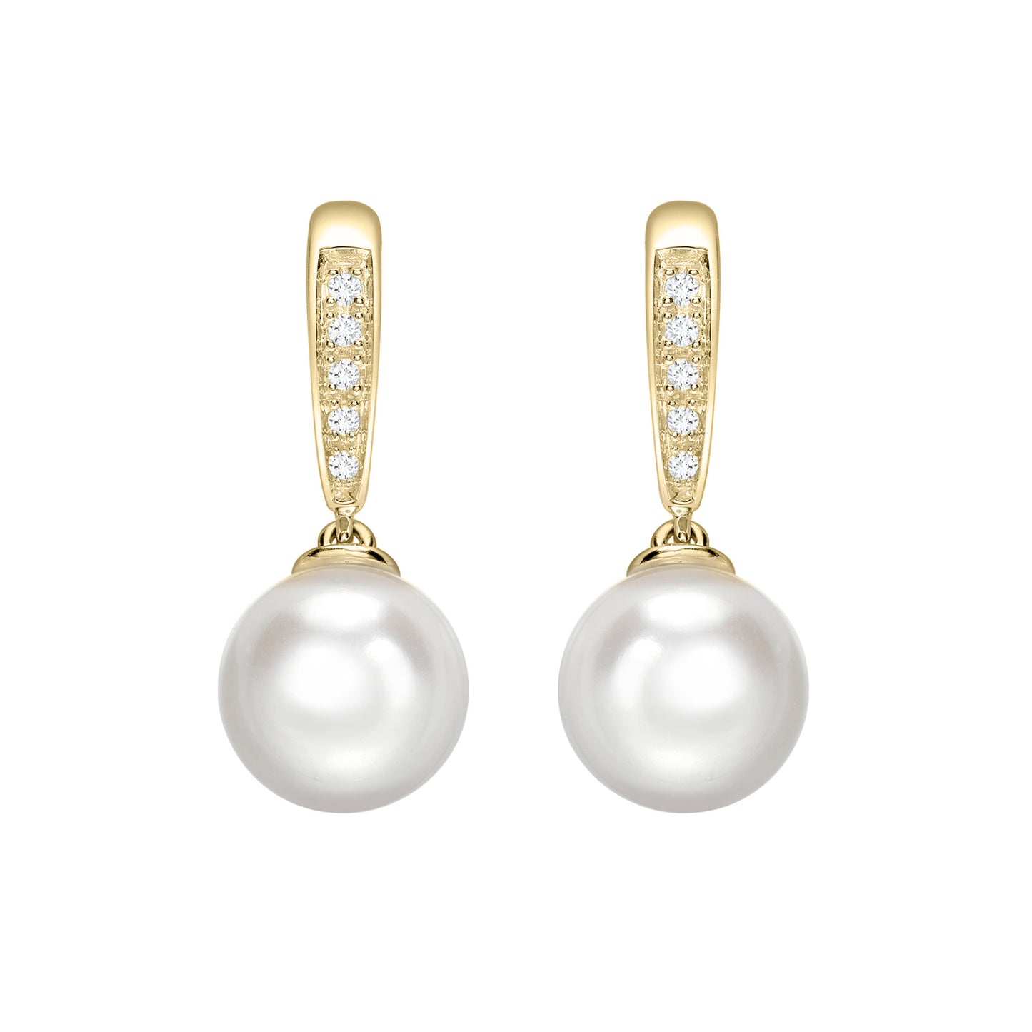 9ct Freshwater Pearl and Diamond Drop Earrings
