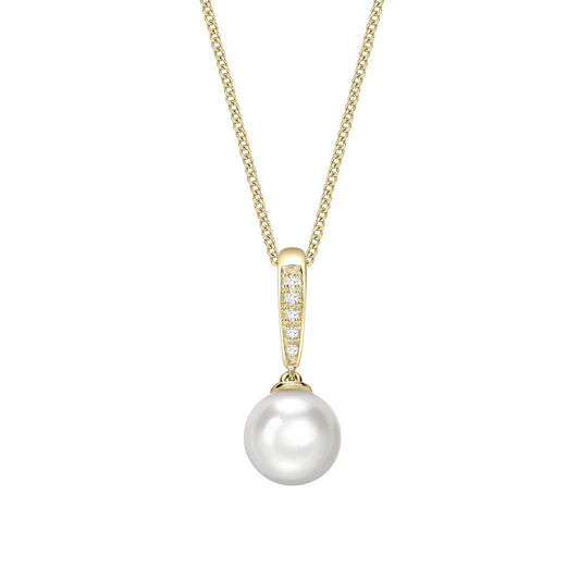 9ct Freshwater Pearl & Diamond Pendant