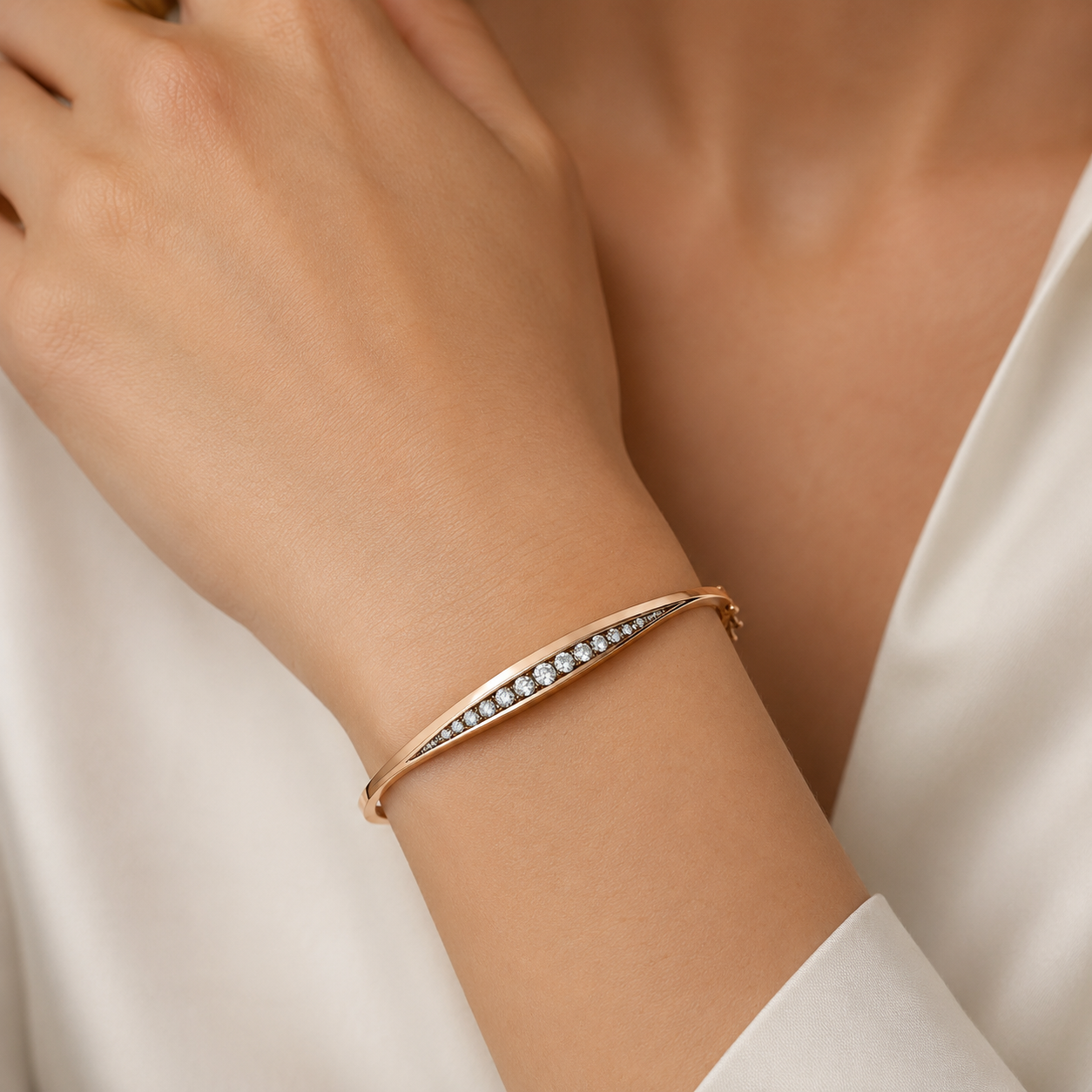 Victorian Rose Gold & Diamond Bangle
