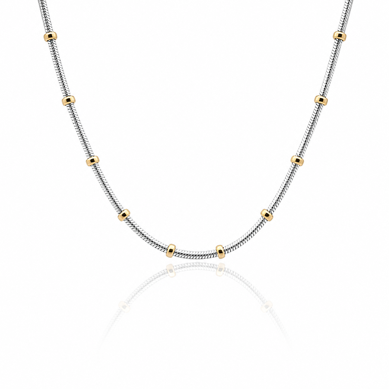 9ct Two-Tone Gold Bead Necklace – 20 Inch