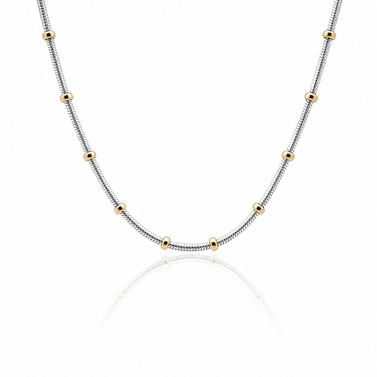 9ct Two-Tone Gold Bead Necklace – 20 Inch