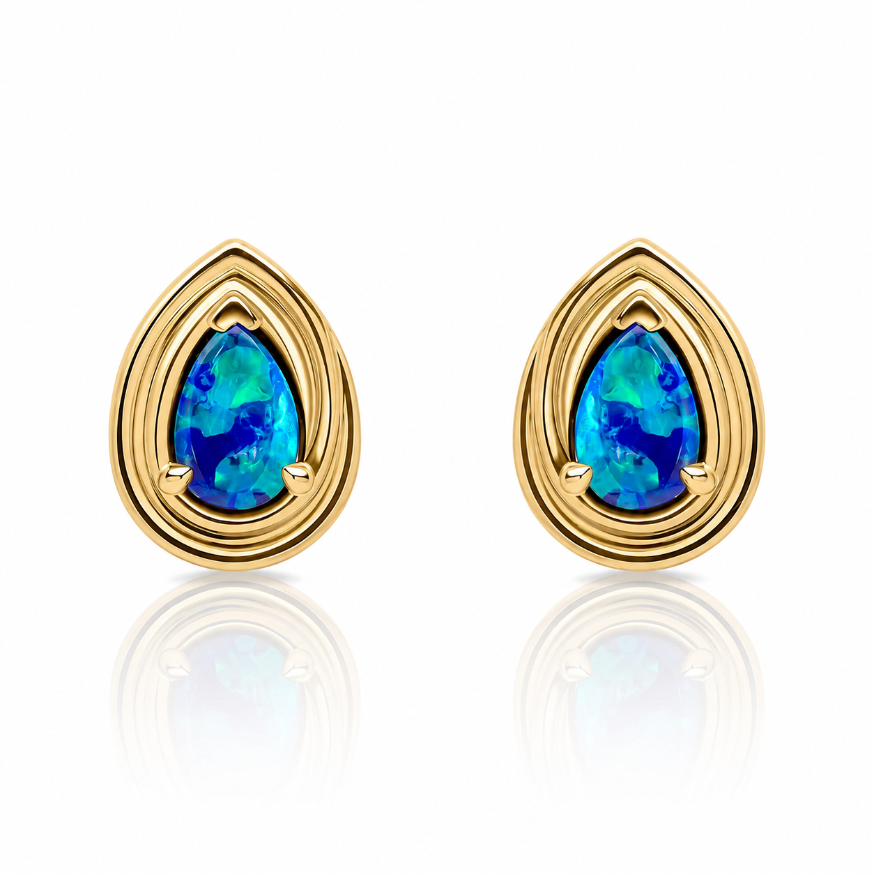 Opal Doublet Teardrop Stud Earrings