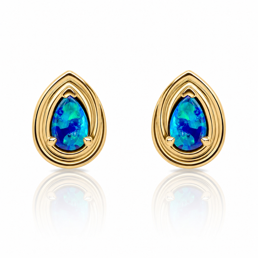 Opal Doublet Teardrop Stud Earrings
