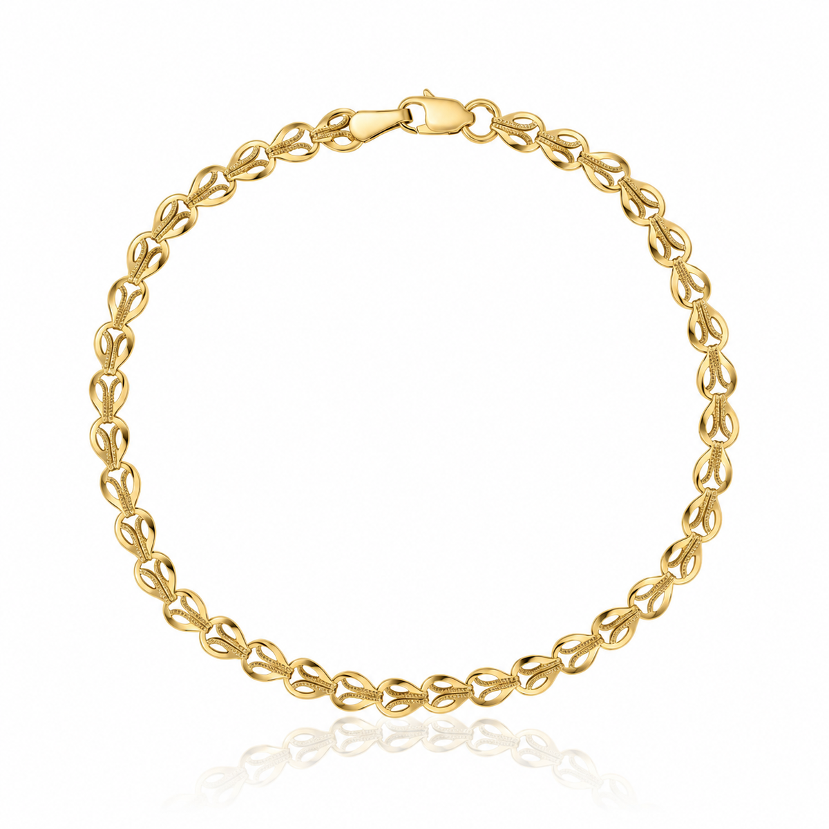 9ct yellow gold Stampato link bracelet with polished finish
