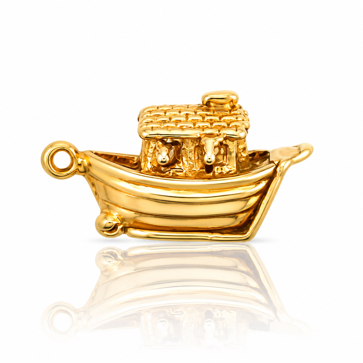 Vintage 9ct gold Noah’s Ark opening charm with miniature animals inside