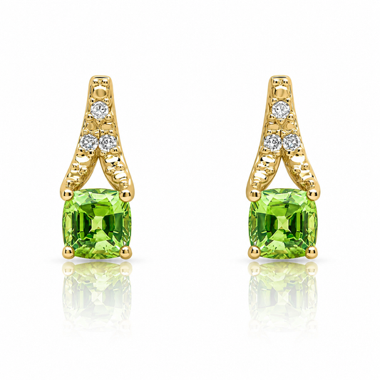 Gold Rose Cut Sapphire and Diamond Drop Earrings