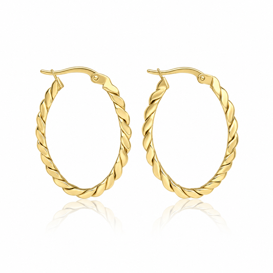 Twisted Rope Hoop Earrings in 9ct Gold