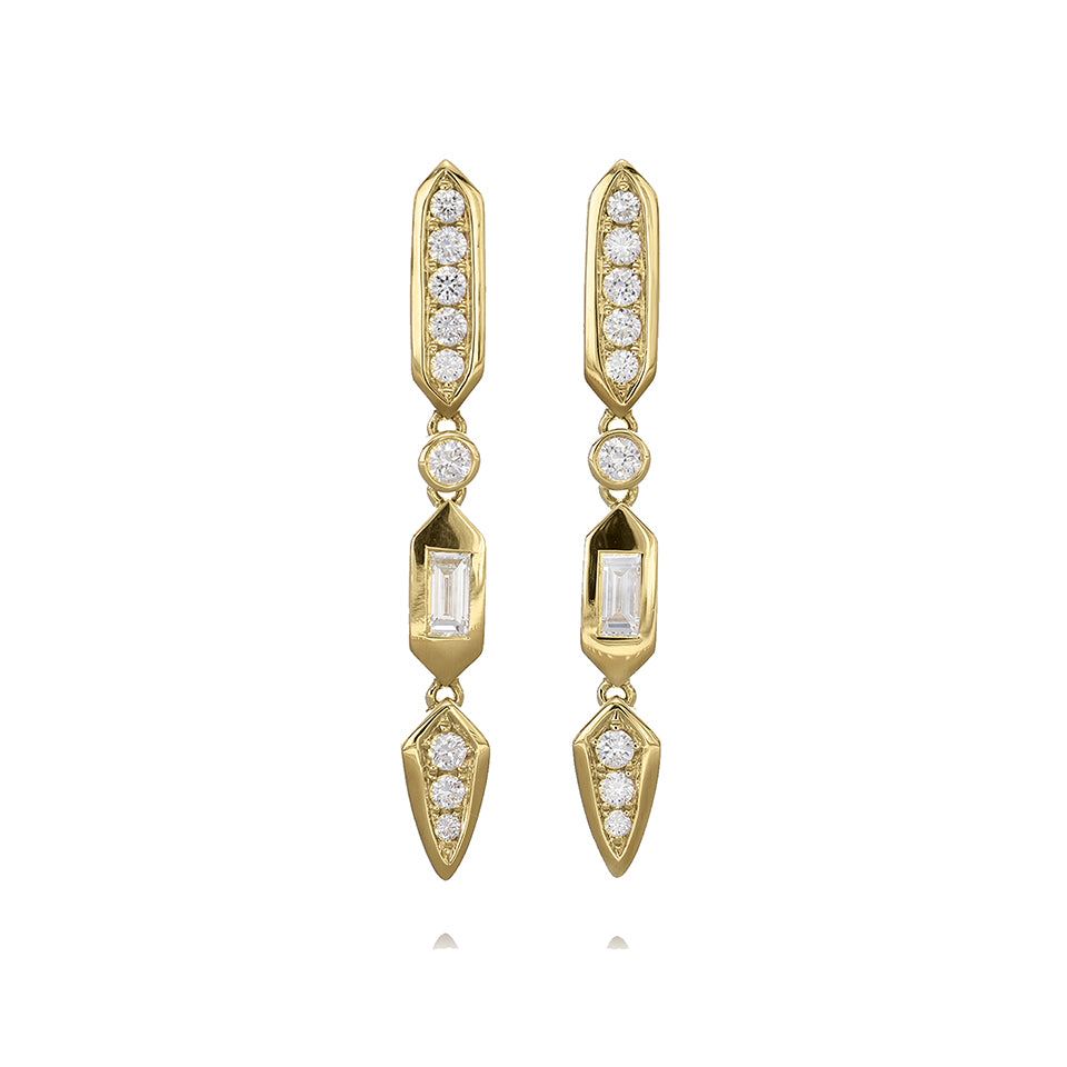14ct Deco Diamonds Drop Earrings