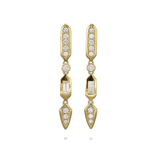 14ct Deco Diamonds Drop Earrings