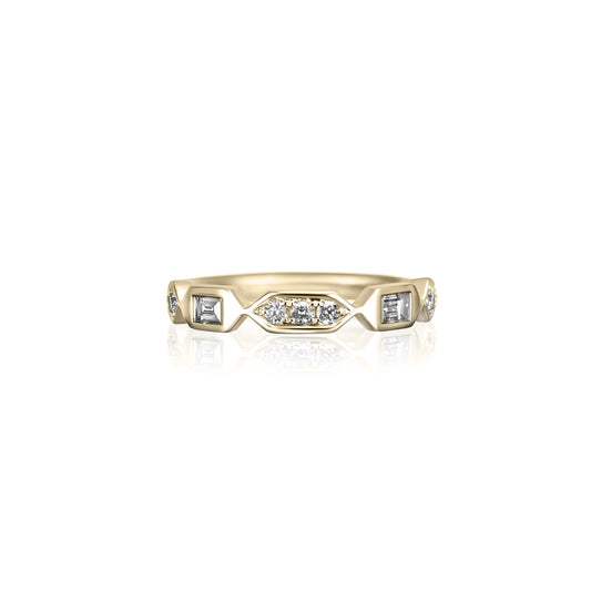 14ct Gold Deco Statement Ring with Diamonds