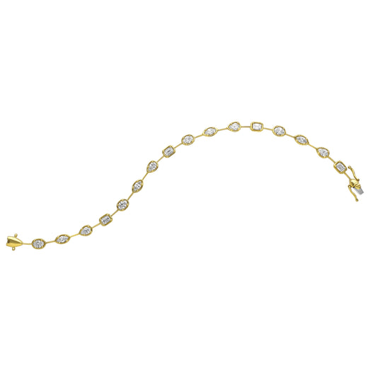 14ct Mixed Shaped Diamonds Line Bracelet