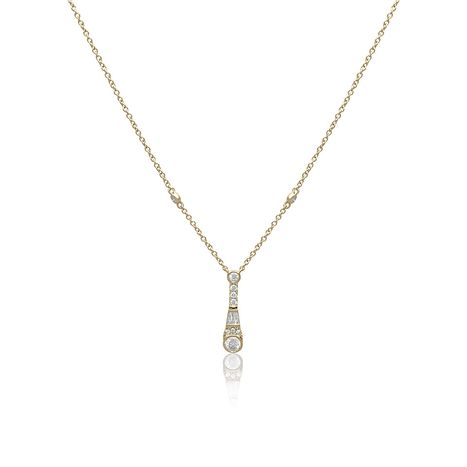14ct Gold Icicle Diamonds Drop Necklace