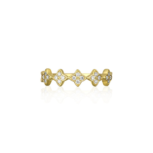 14ct Gold Quatrefoil Diamonds Statement Ring