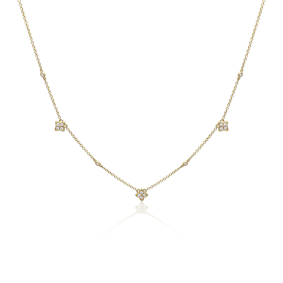 14ct Gold Quatrefoil Diamonds Necklace