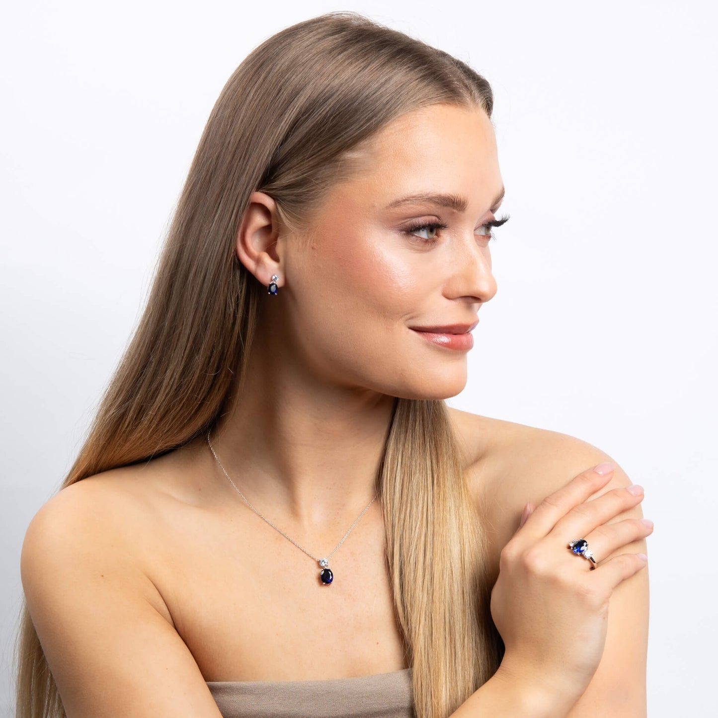 Oval Zirconia Drop Pendant