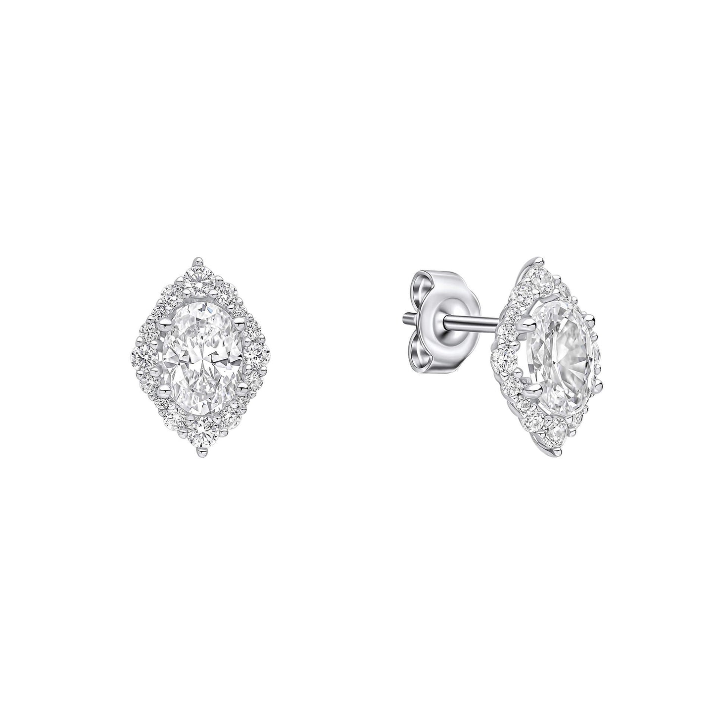 Oval Cluster Stud Earrings