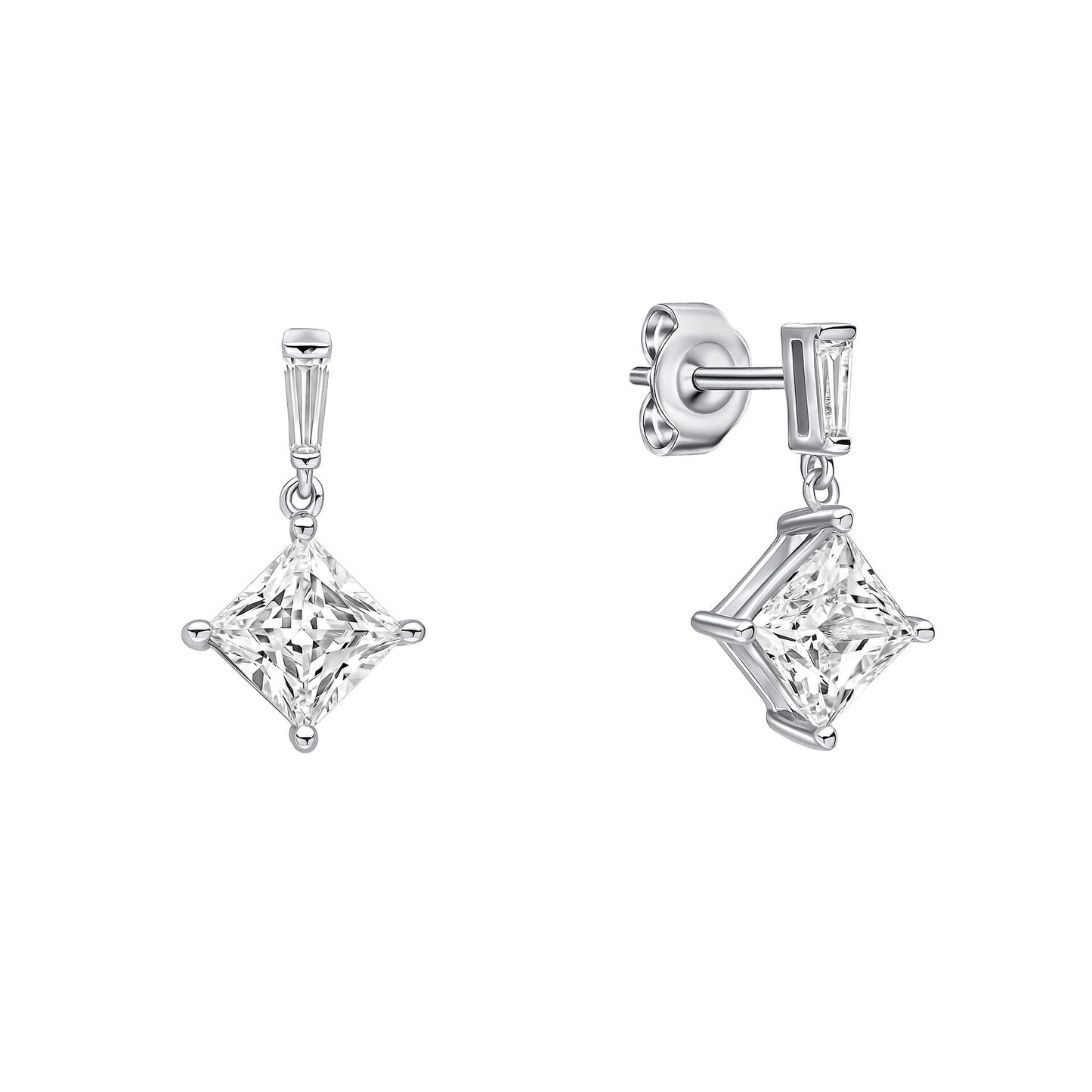 Princess Cut Drop Earrings