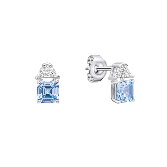 Aquamarine Zirconia Square Cut Earrings