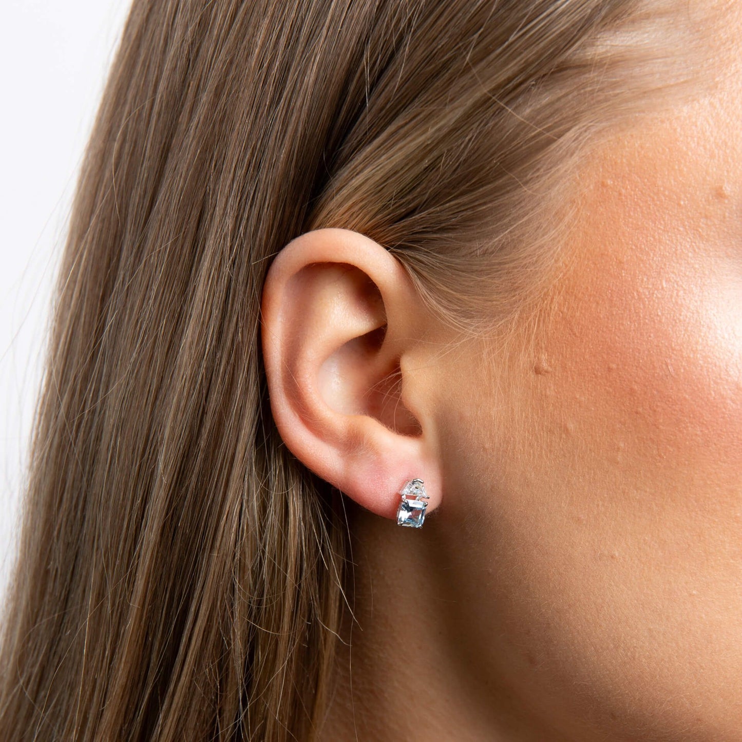 Aquamarine Zirconia Square Cut Earrings