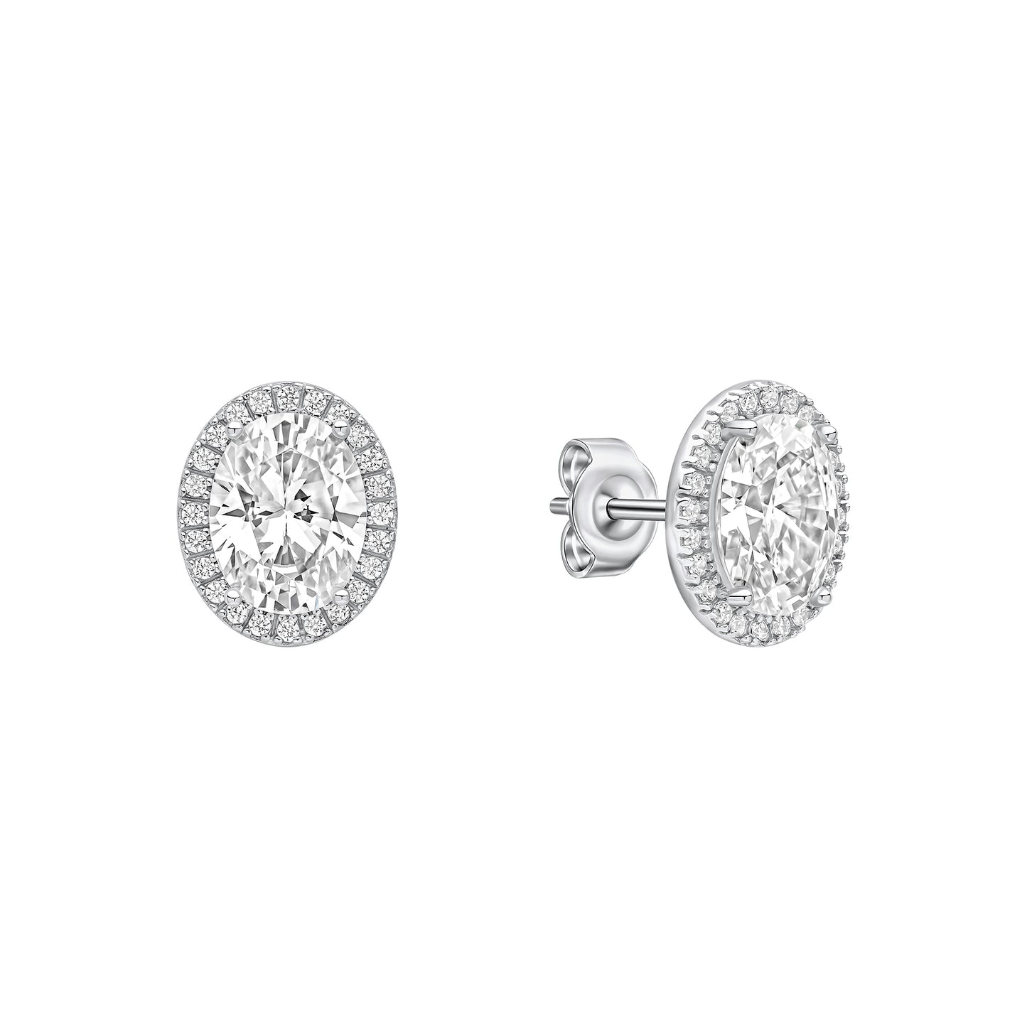 Oval Halo Stud Earrings
