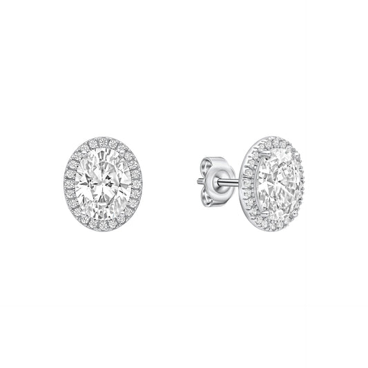 Oval Halo Stud Earrings