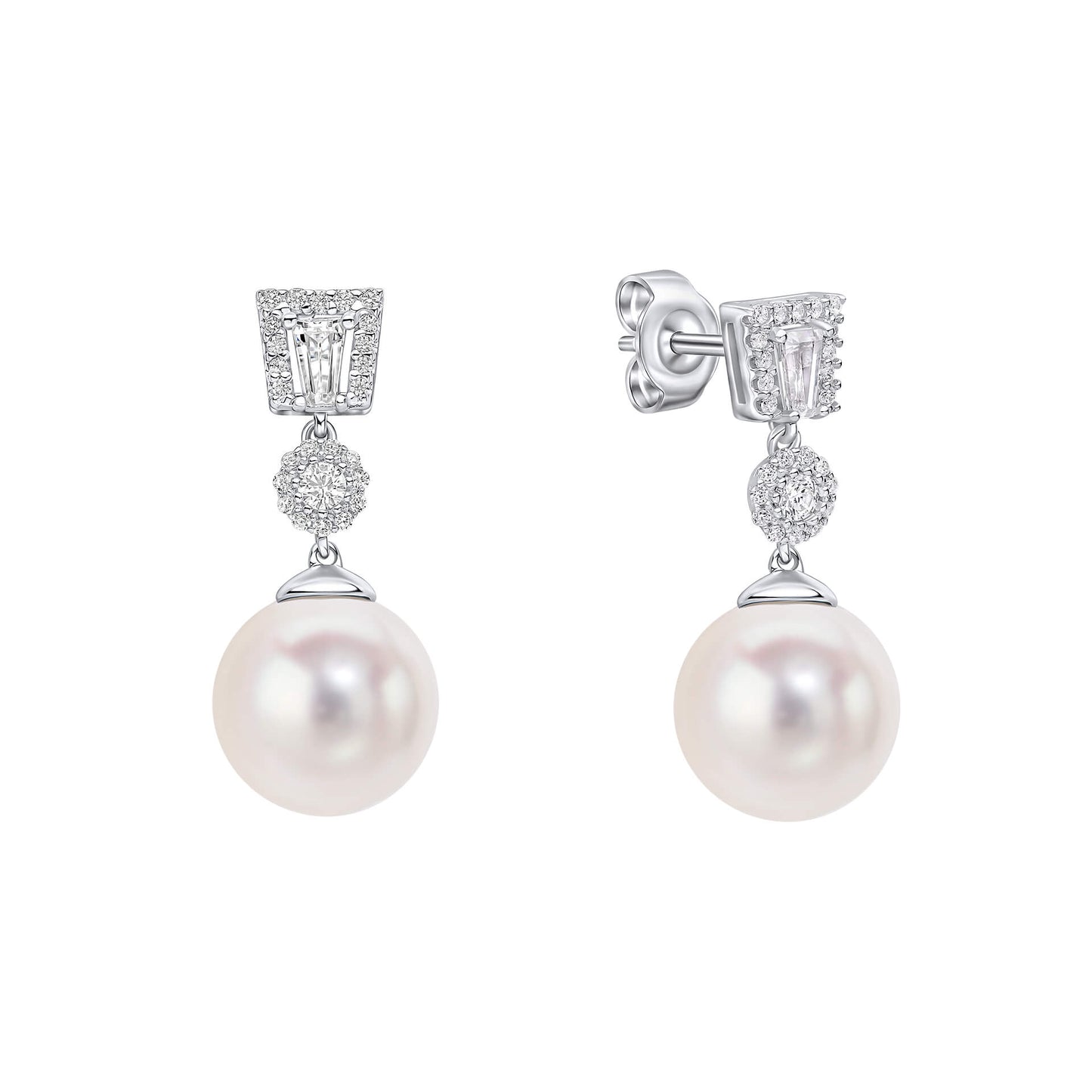 Zirconia and Shell Pearl Drop Earrings